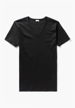 Business Class|T-Shirts-Zimmerli Business ClassT-Shirt à manches courtes col en V - black