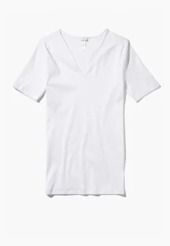 Cotton De Luxe|T-Shirts-Zimmerli Cotton de LuxeT-Shirt à manches courtes col en V - white