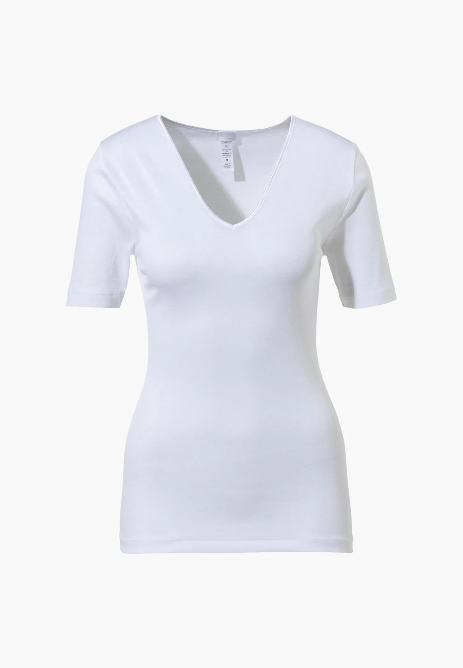 Cotton De Luxe|T-Shirts-Zimmerli Cotton de LuxeT-Shirt à manches courtes col en V - white