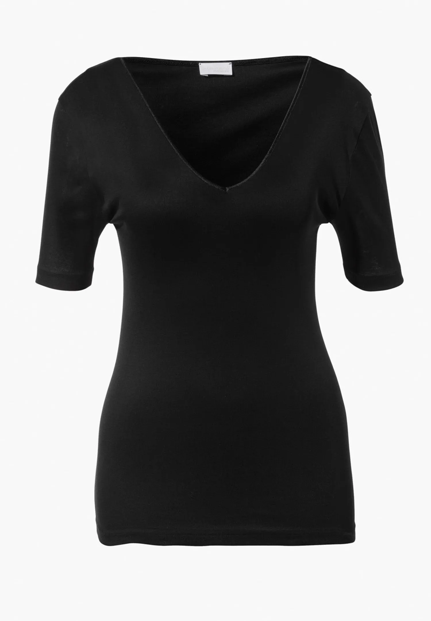 Cotton De Luxe|T-Shirts-Zimmerli Cotton de LuxeT-Shirt à manches courtes col en V - black