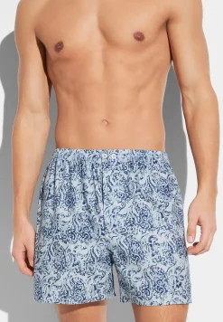Boxershorts|Boxers-Zimmerli Cotton Sateen PrintBoxer Shorts - paisley blue