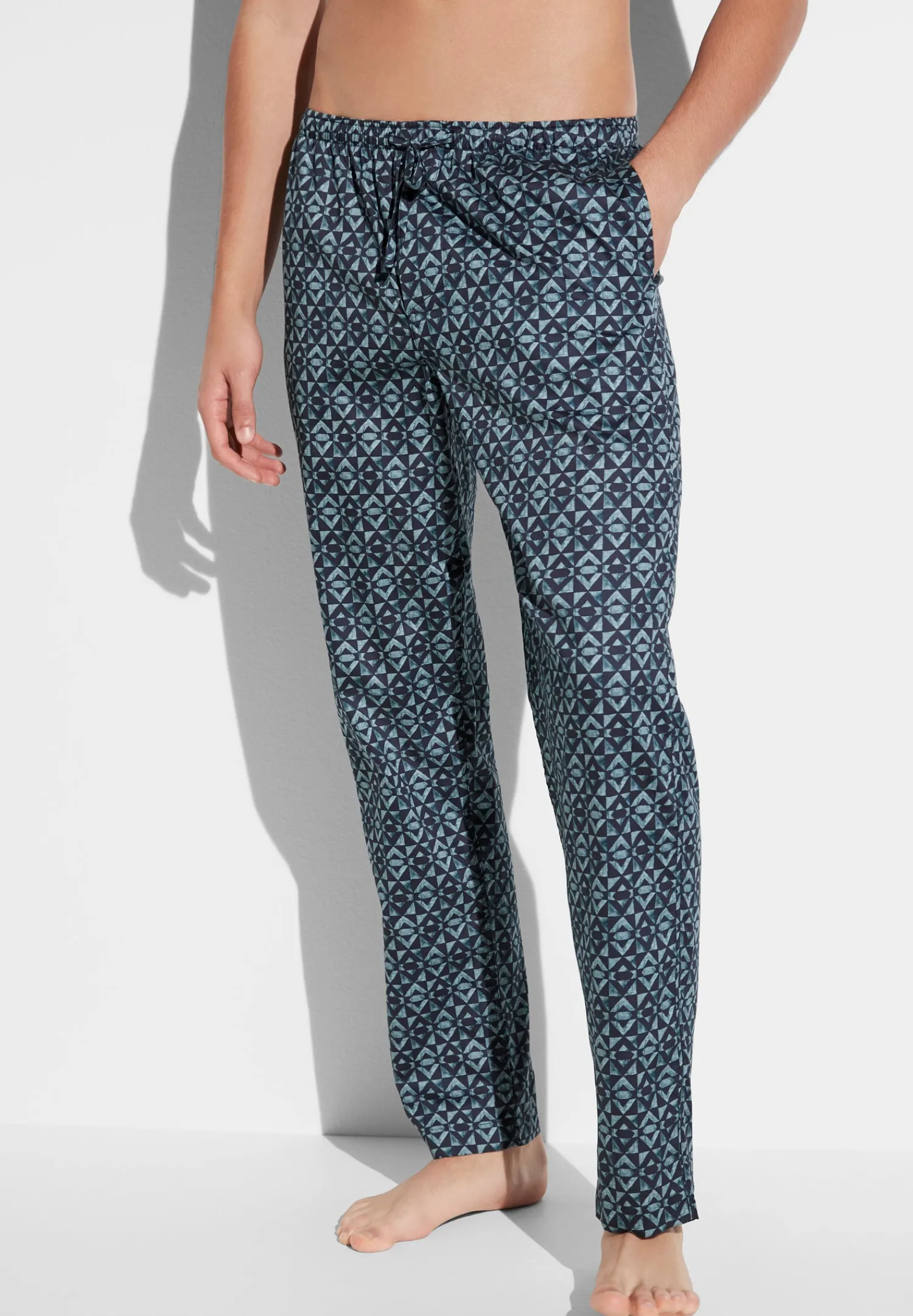 Pantalons|Pantalons-Zimmerli Cotton Sateen PrintPantalon - geo blues