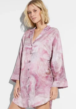 T-Shirts À Manches Longues-Zimmerli Cotton/Silk PrintTee-shirt de nuit manches longues - shades of marble