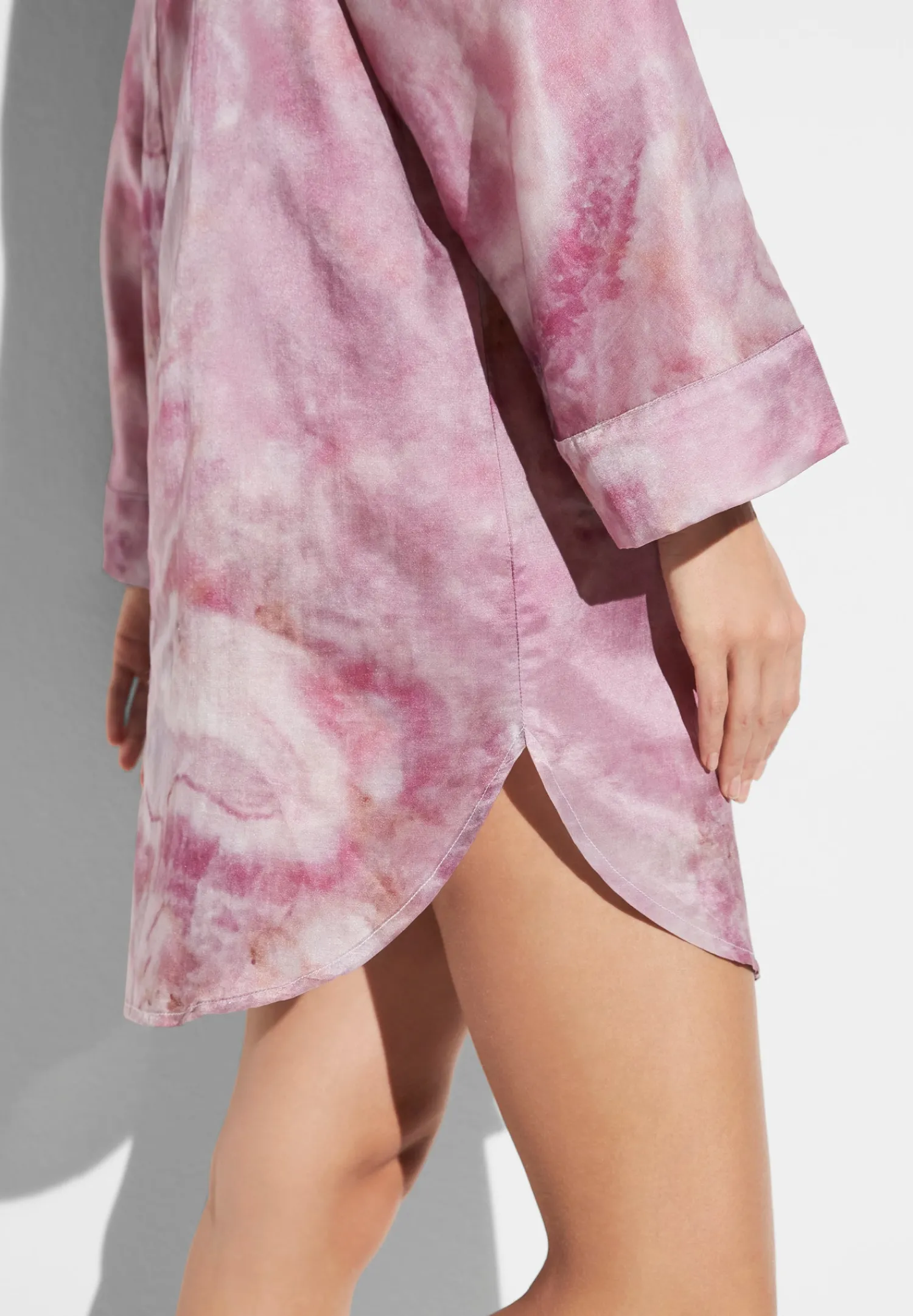 T-Shirts À Manches Longues-Zimmerli Cotton/Silk PrintTee-shirt de nuit manches longues - shades of marble