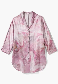 T-Shirts À Manches Longues-Zimmerli Cotton/Silk PrintTee-shirt de nuit manches longues - shades of marble