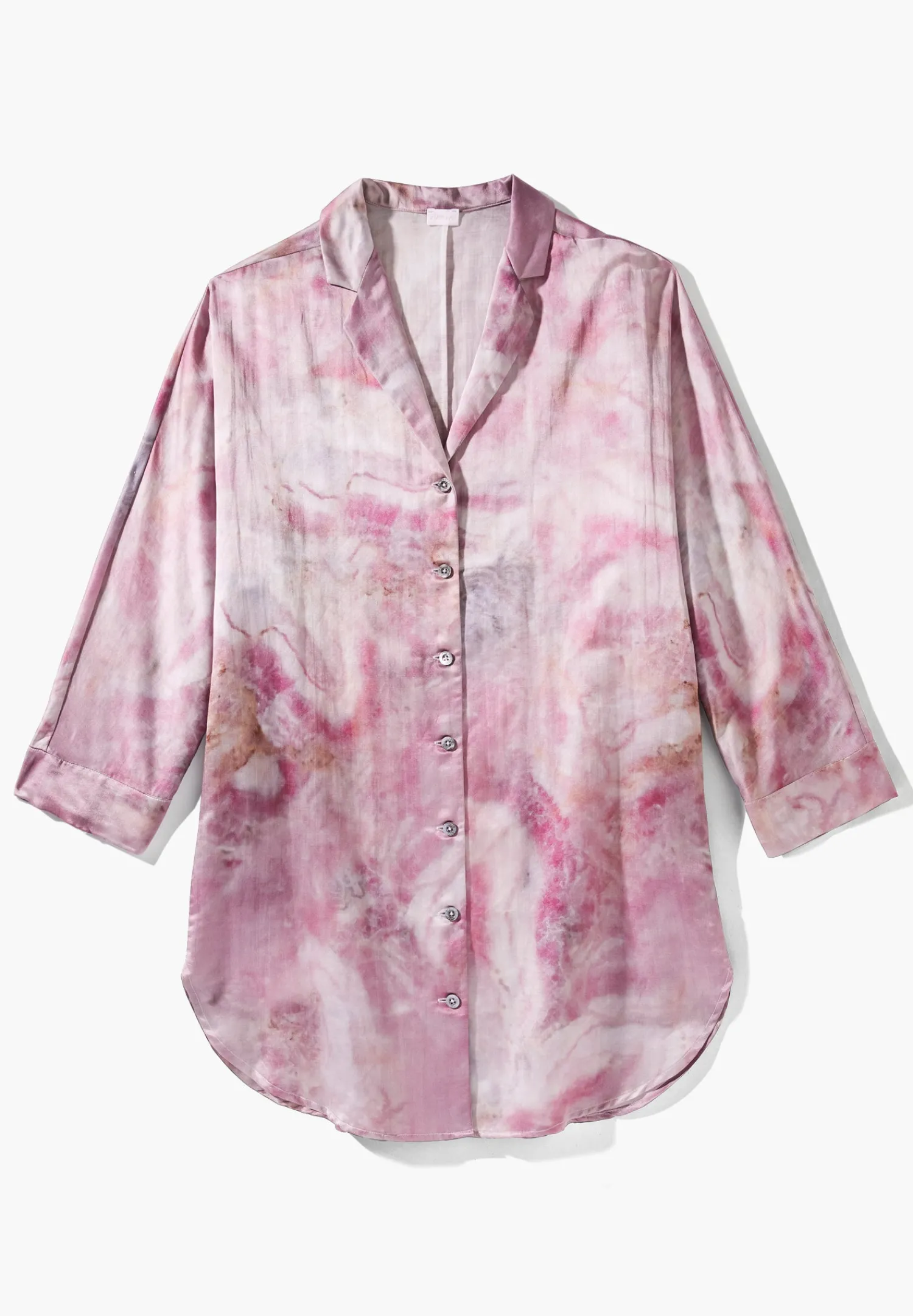 T-Shirts À Manches Longues-Zimmerli Cotton/Silk PrintTee-shirt de nuit manches longues - shades of marble