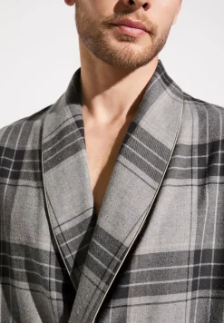 Peignoirs-Zimmerli Cozy FlannelMorgenmantel lang - grey check