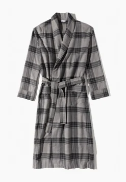 Peignoirs-Zimmerli Cozy FlannelMorgenmantel lang - grey check