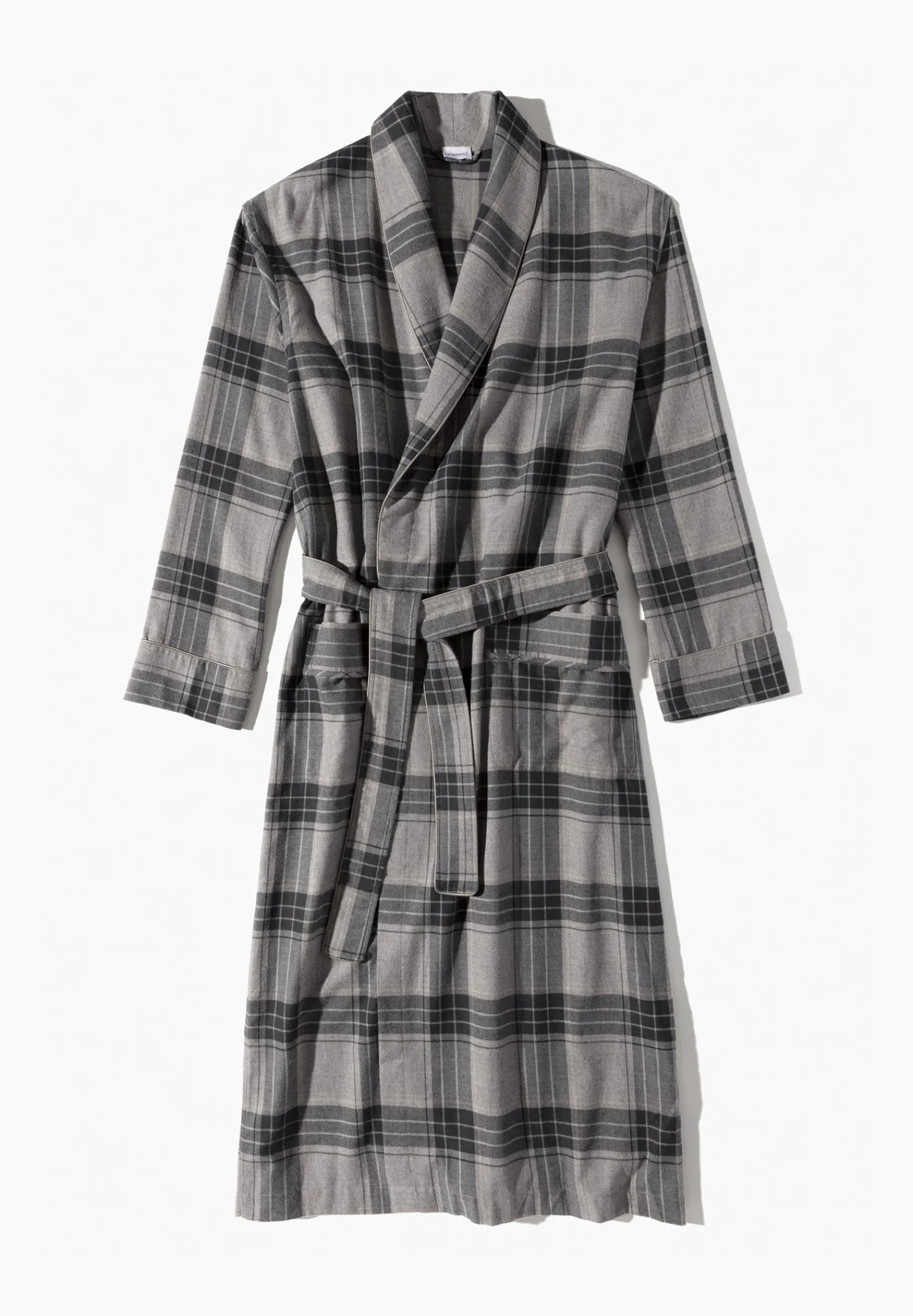 Peignoirs-Zimmerli Cozy FlannelMorgenmantel lang - grey check