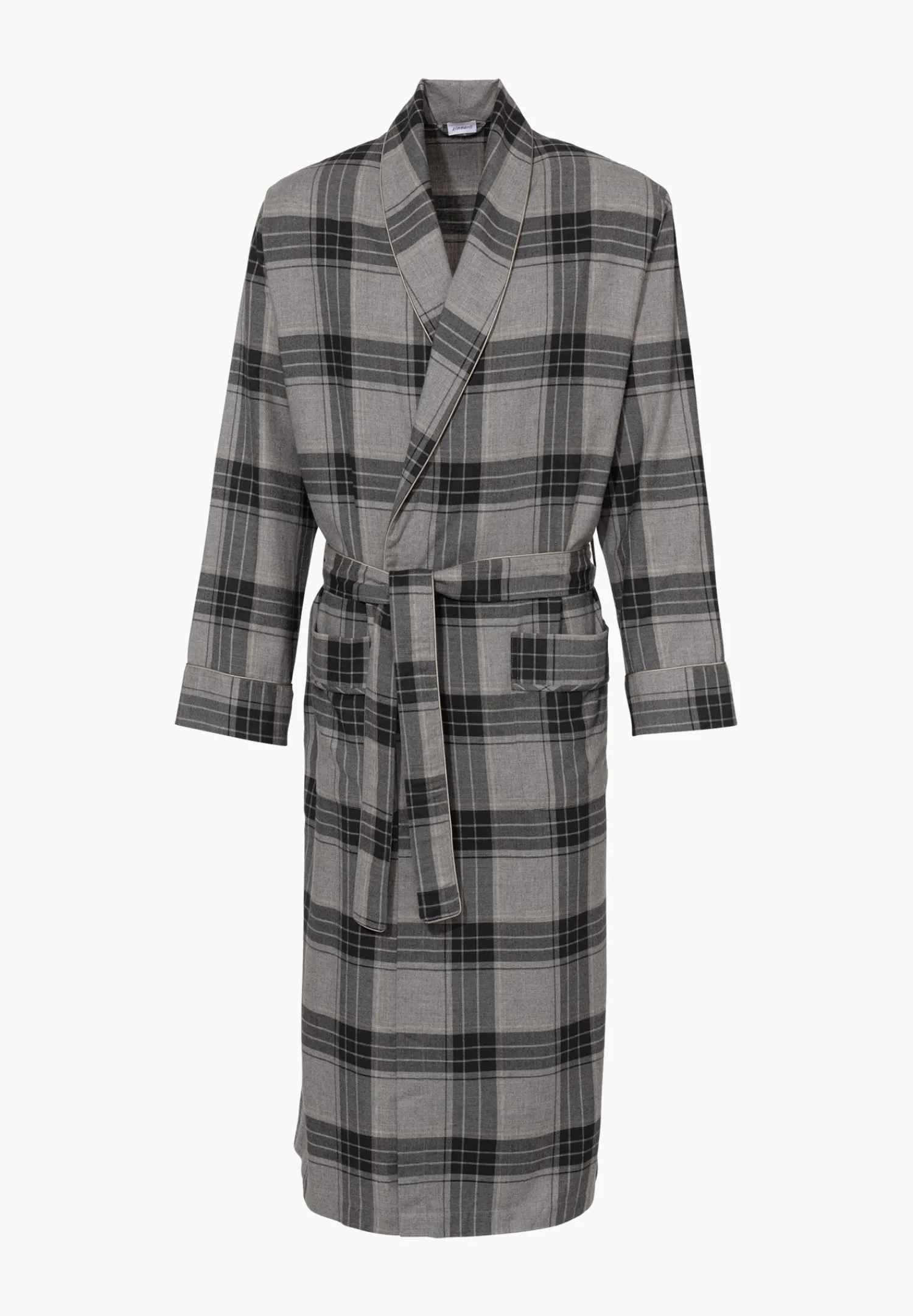 Peignoirs-Zimmerli Cozy FlannelMorgenmantel lang - grey check