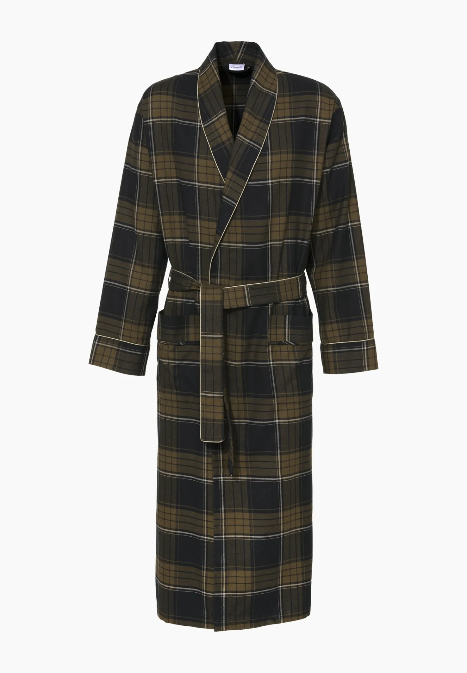 Peignoirs-Zimmerli Cozy FlannelMorgenmantel lang - navy check