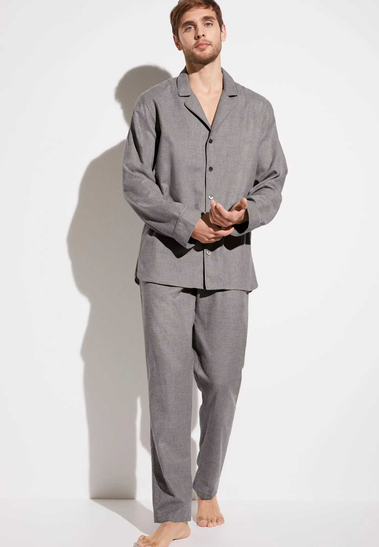 Pyjamas-Zimmerli Cozy FlannelPyjama lang - grau