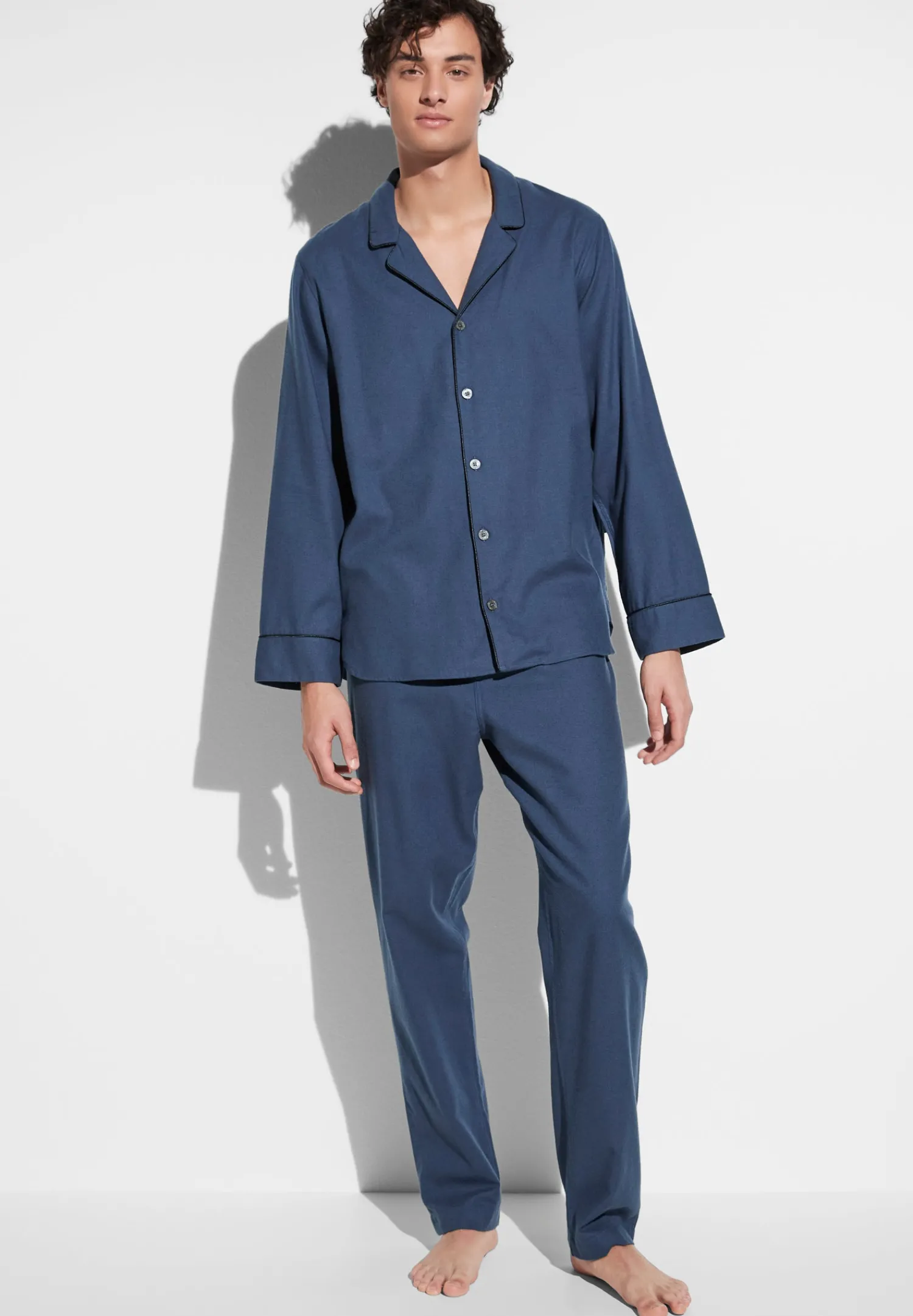 Pyjamas-Zimmerli Cozy FlannelPyjama longues - navy