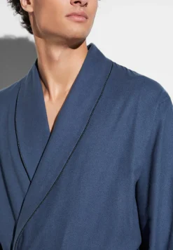 Peignoirs-Zimmerli Cozy FlannelRobe de chambre longue - navy