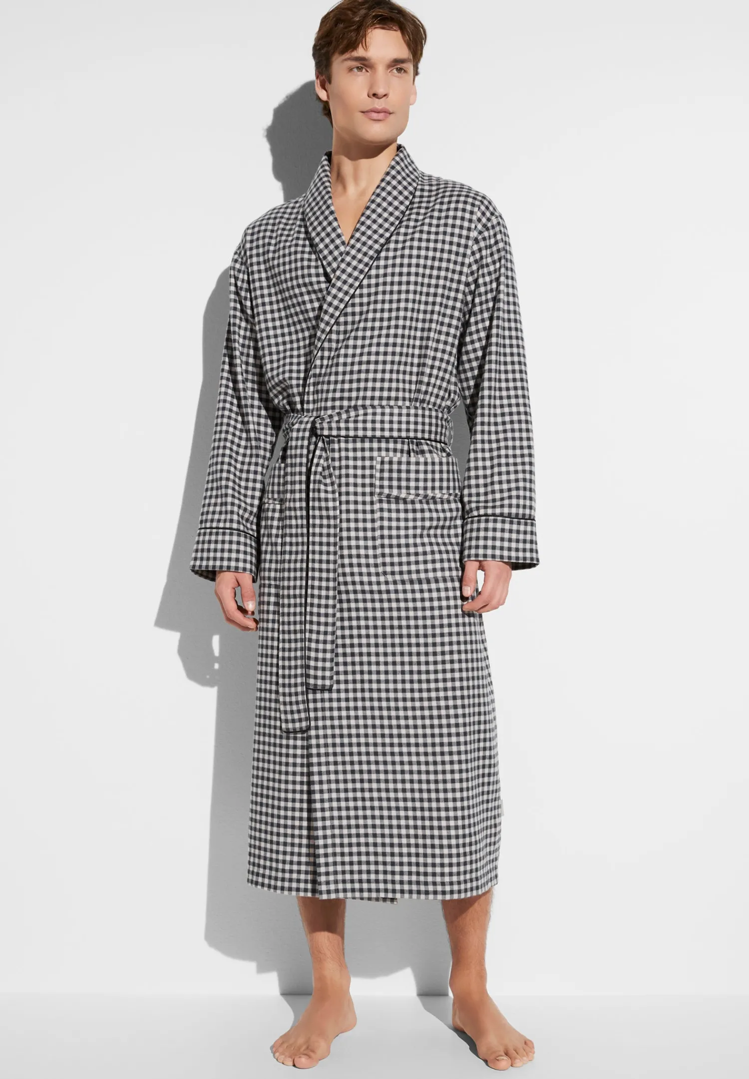 Peignoirs-Zimmerli Cozy FlannelRobe de chambre longue - oat check