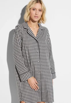 T-Shirts À Manches Longues|Chemises De Nuit-Zimmerli Cozy FlannelTee-shirt de nuit manches longues - oat check