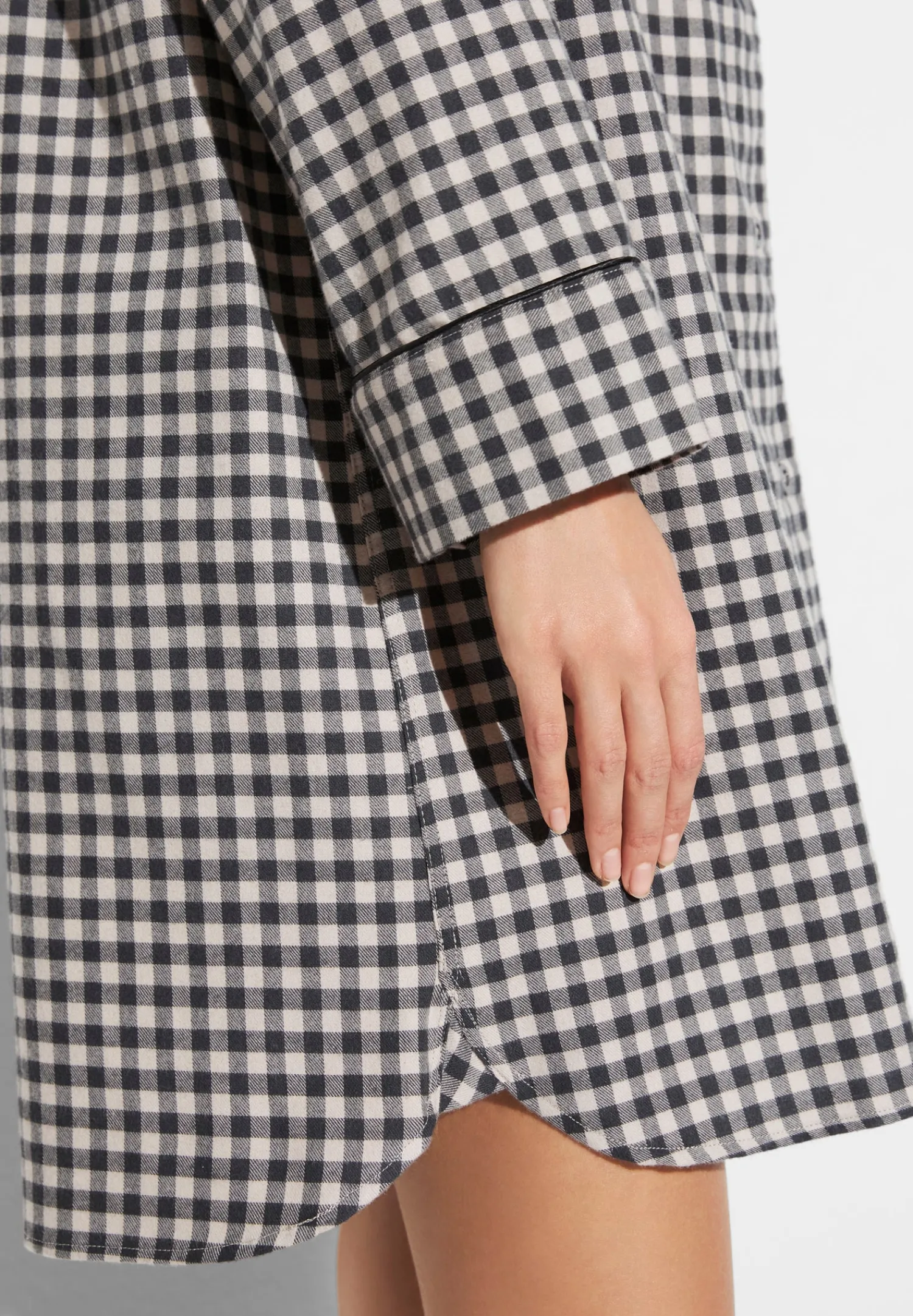 T-Shirts À Manches Longues|Chemises De Nuit-Zimmerli Cozy FlannelTee-shirt de nuit manches longues - oat check