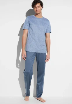 Pyjamas-Zimmerli FilodiscoziaPyjama longue à manches courtes - blue