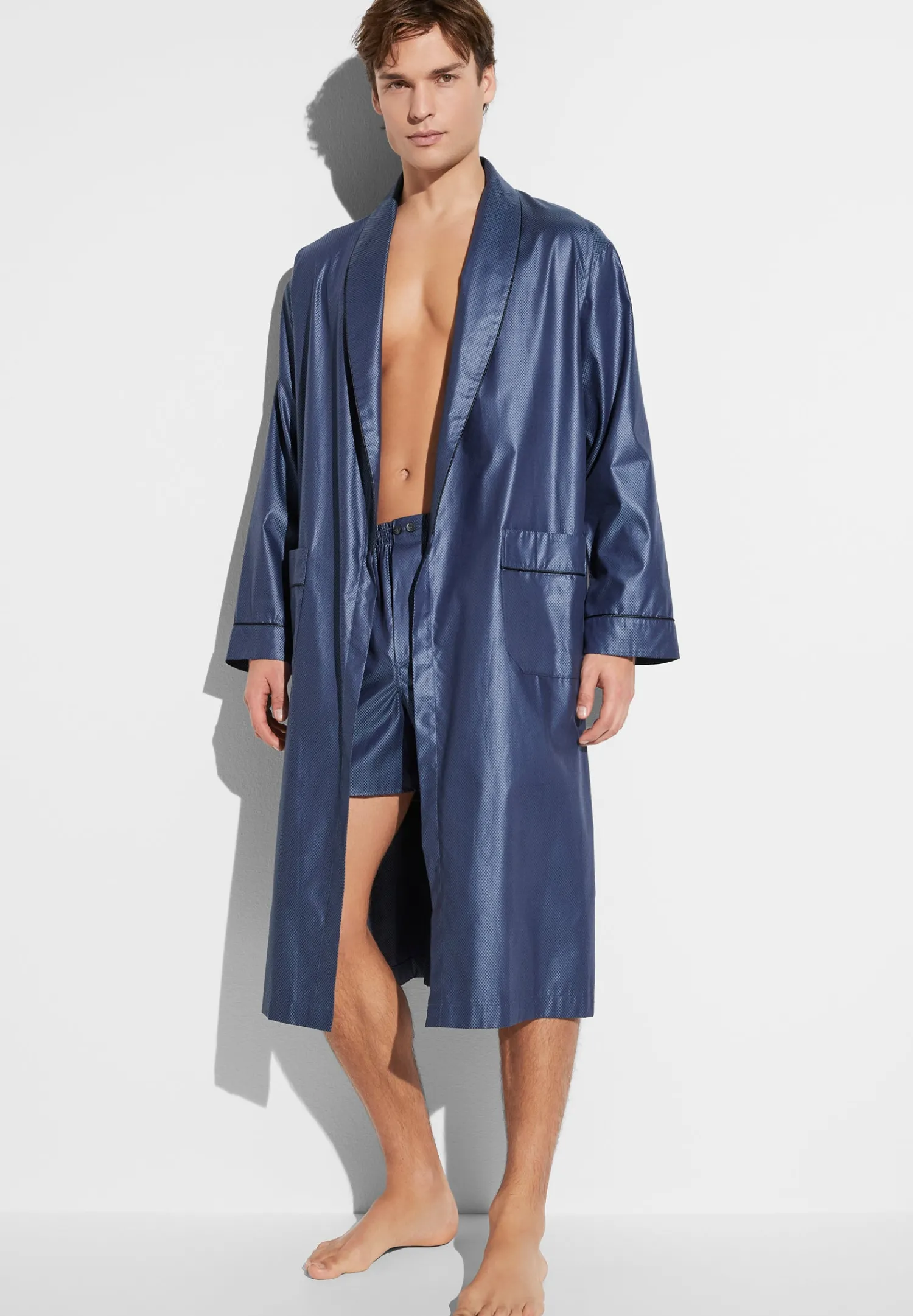 Boxershorts|Boxers-Zimmerli Luxury JacquardBoxer Shorts - dark blue