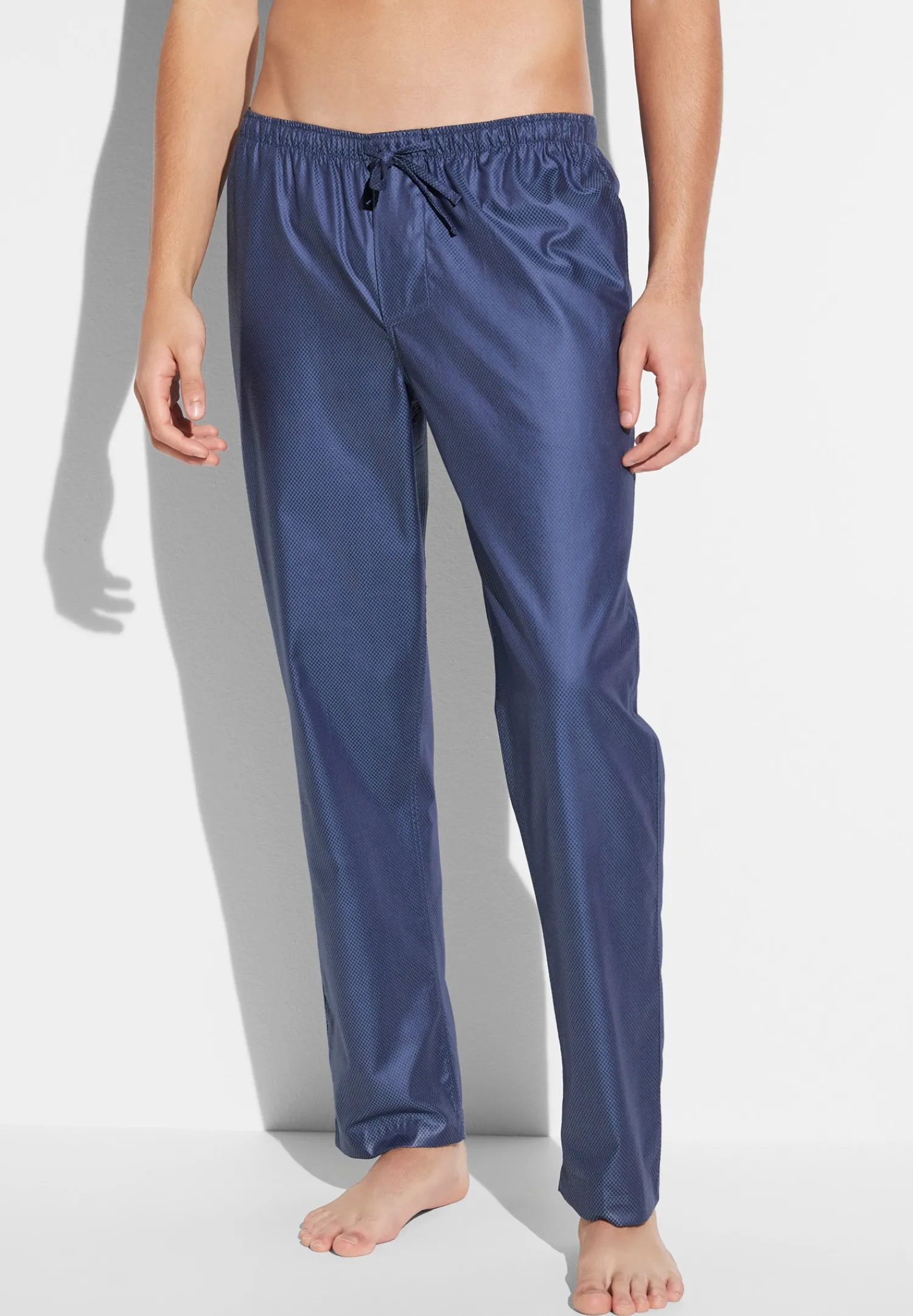 Pantalons|Pantalons-Zimmerli Luxury JacquardHose lang - dark blue