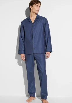 Pyjamas-Zimmerli Luxury JacquardPyjama lang - dark blue