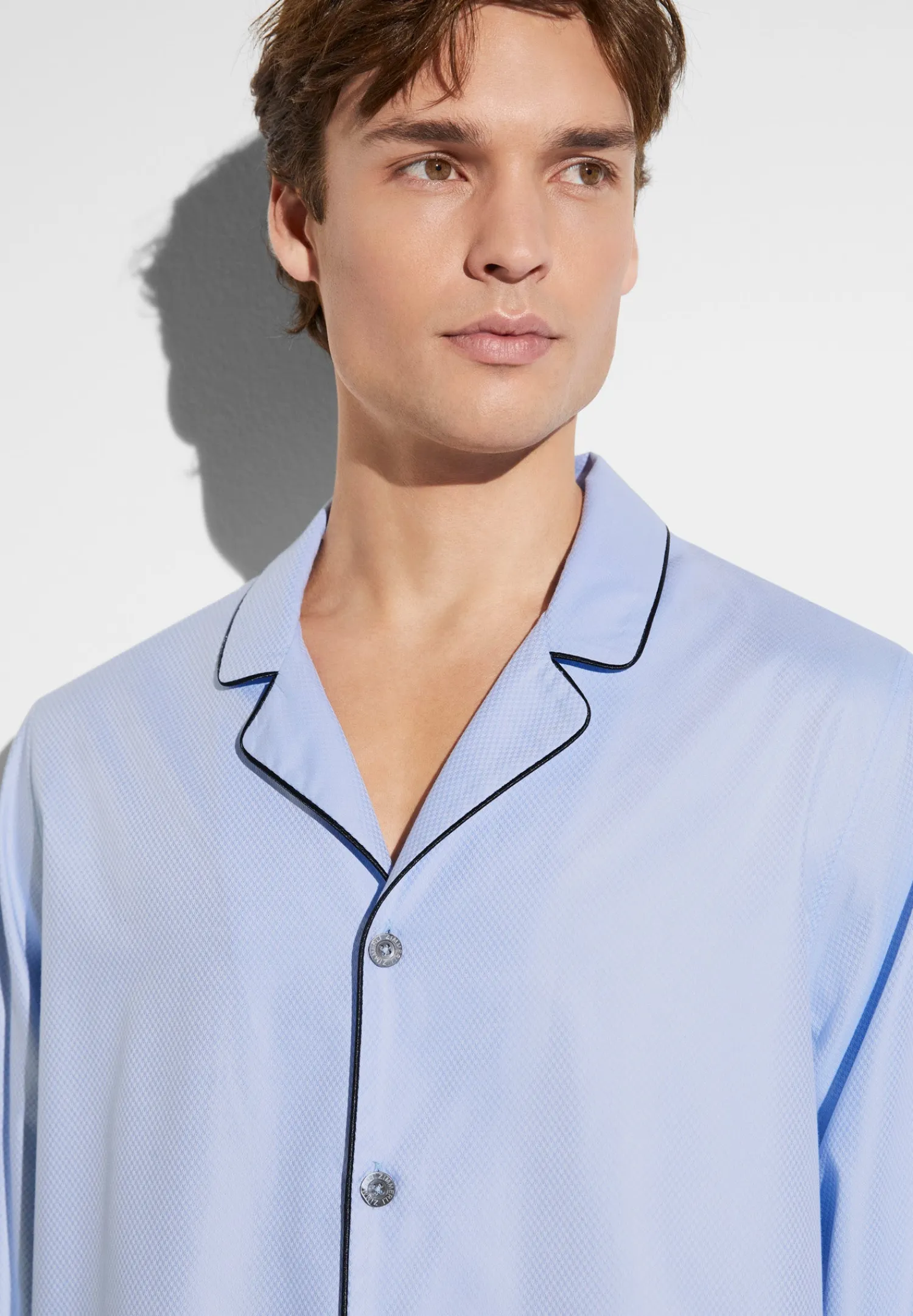 Pyjamas-Zimmerli Luxury JacquardPyjama longues - light blue