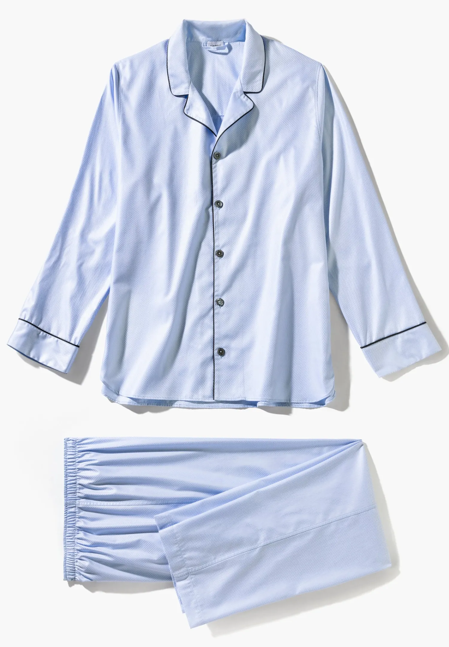 Pyjamas-Zimmerli Luxury JacquardPyjama longues - light blue