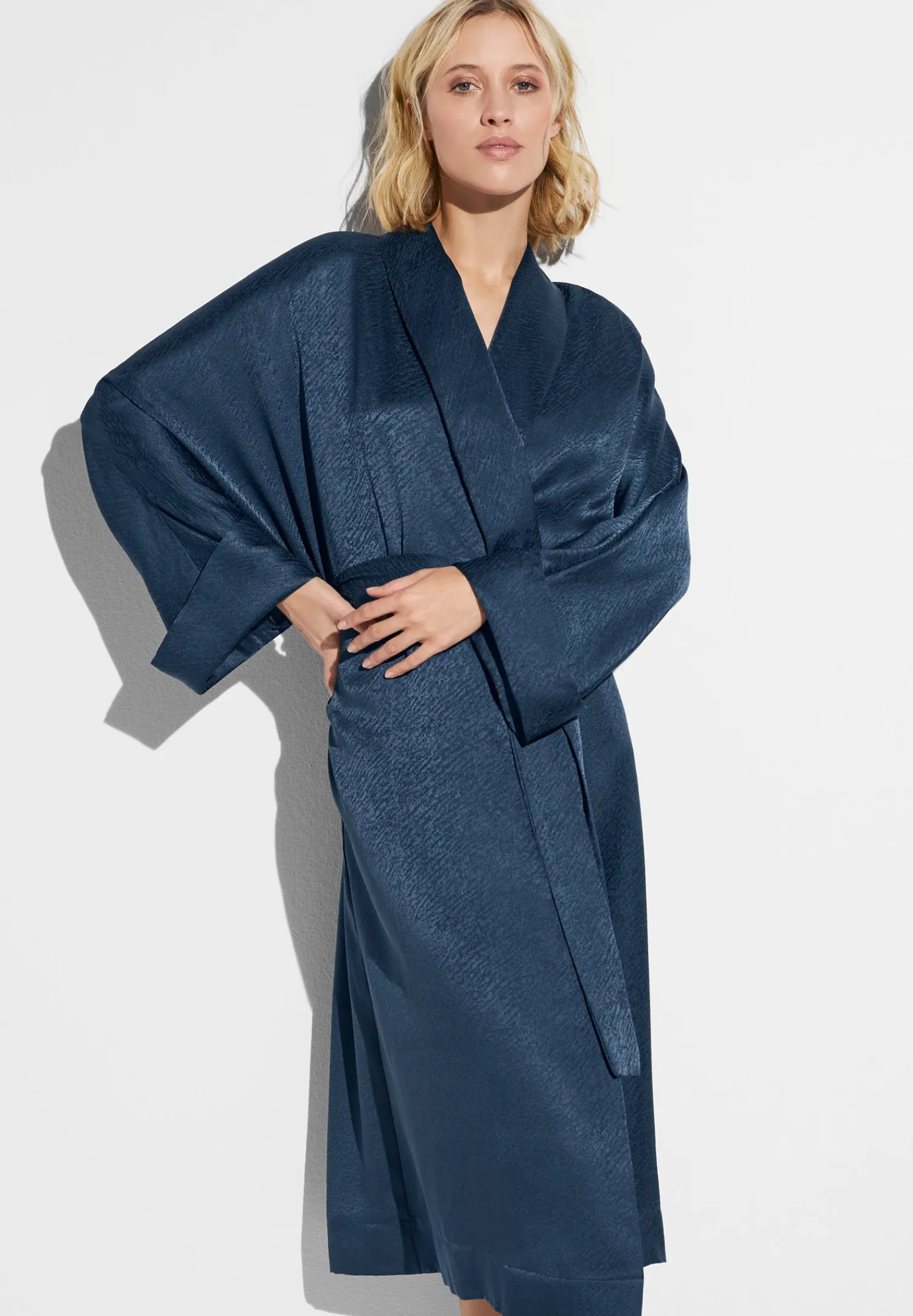 Peignoirs-Zimmerli Luxury SilkRobe de chambre longue - midnight navy
