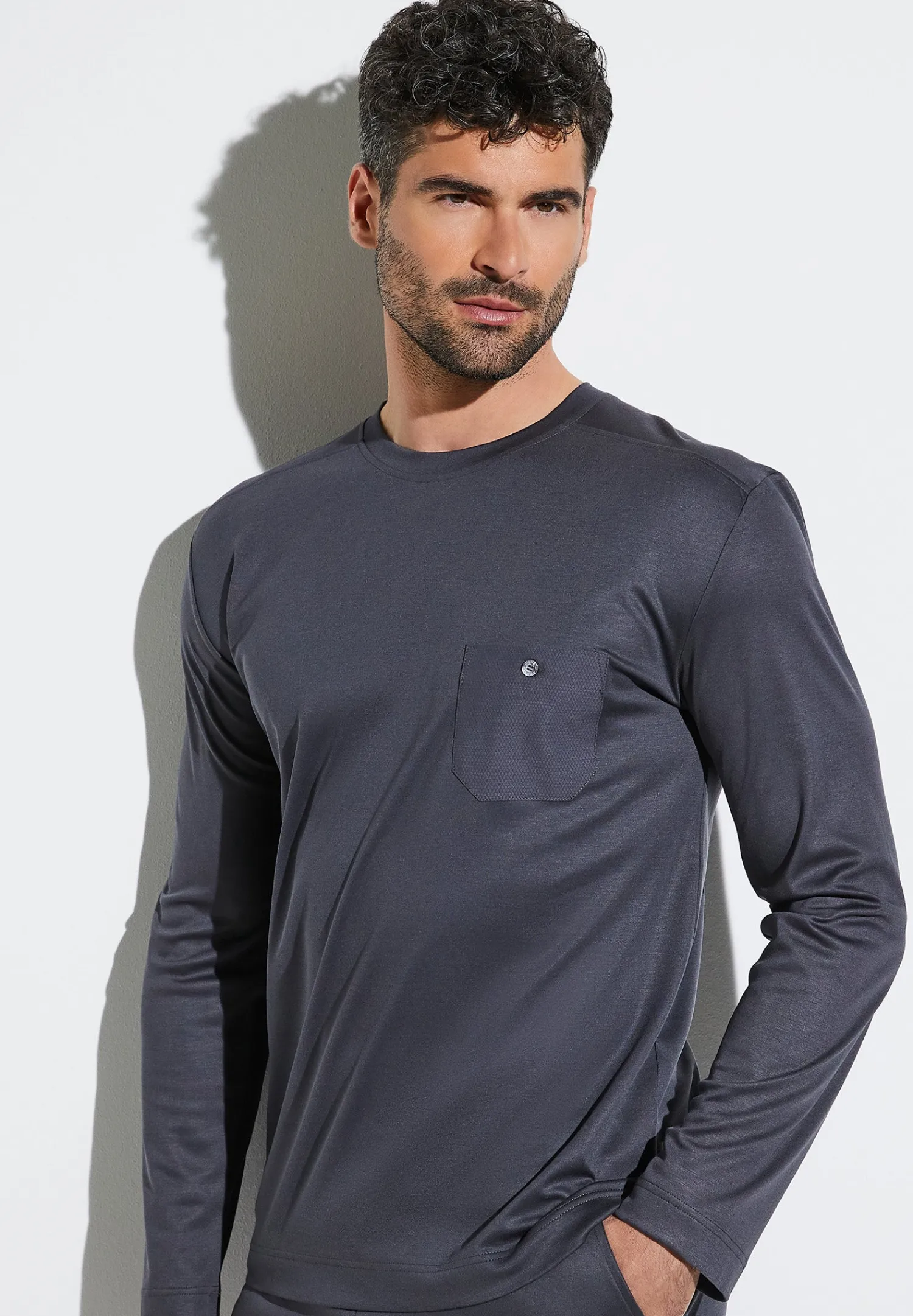 T-Shirts Manches Longues|T-Shirts-Zimmerli Modern LoungeT-Shirt à manches longues - phantom