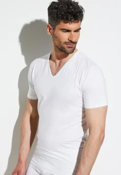 Pure Comfort|T-Shirts-Zimmerli Pure ComfortT-Shirt à manches courtes col en V - white