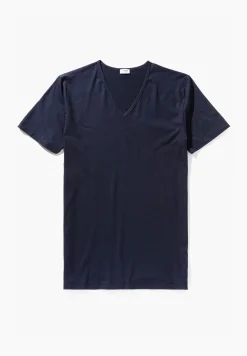 Pure Comfort|T-Shirts-Zimmerli Pure ComfortT-Shirt à manches courtes col en V - navy