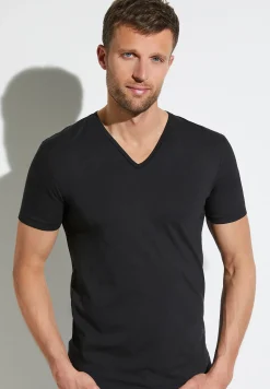 Pure Comfort|T-Shirts-Zimmerli Pure ComfortT-Shirt à manches courtes col en V - black