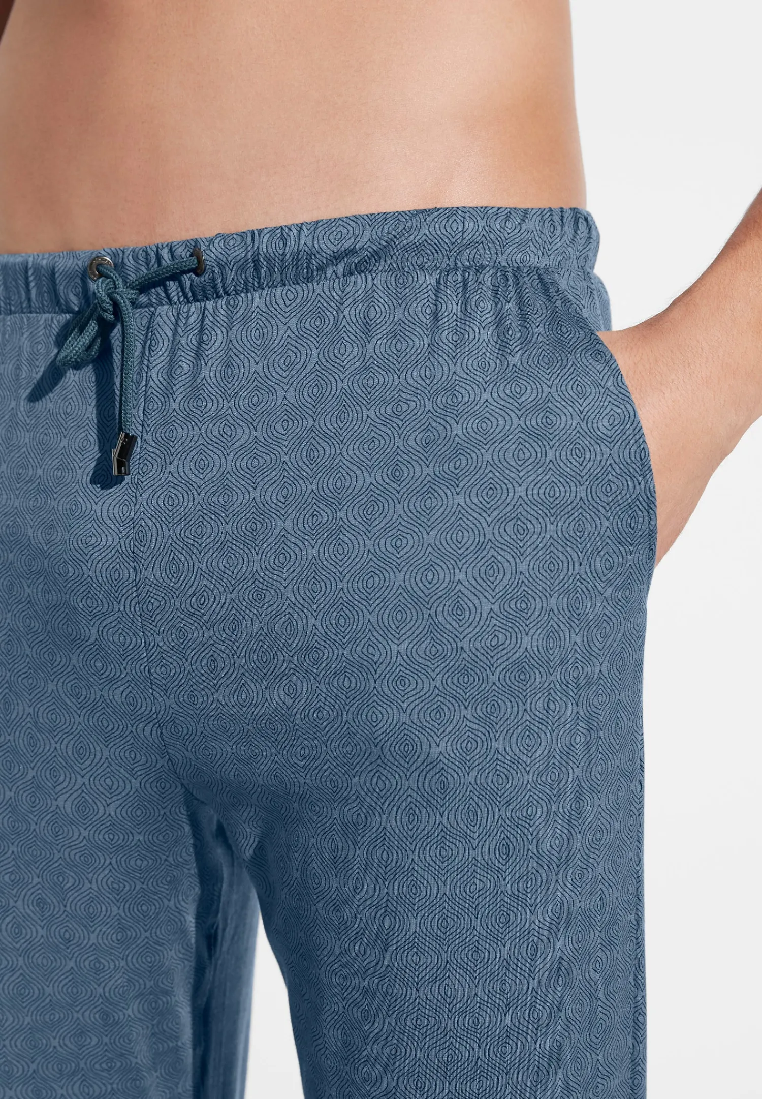 Pantalons|Pantalons-Zimmerli Pureness PrintPantalon - linear geo blue