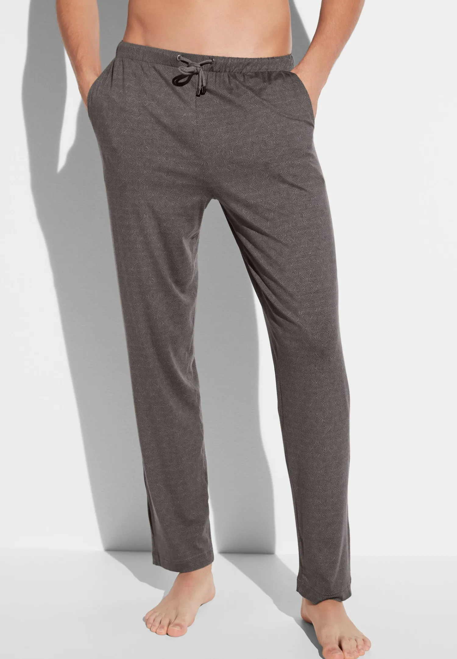 Pantalons|Pantalons-Zimmerli Pureness PrintPantalon - linear geo brown