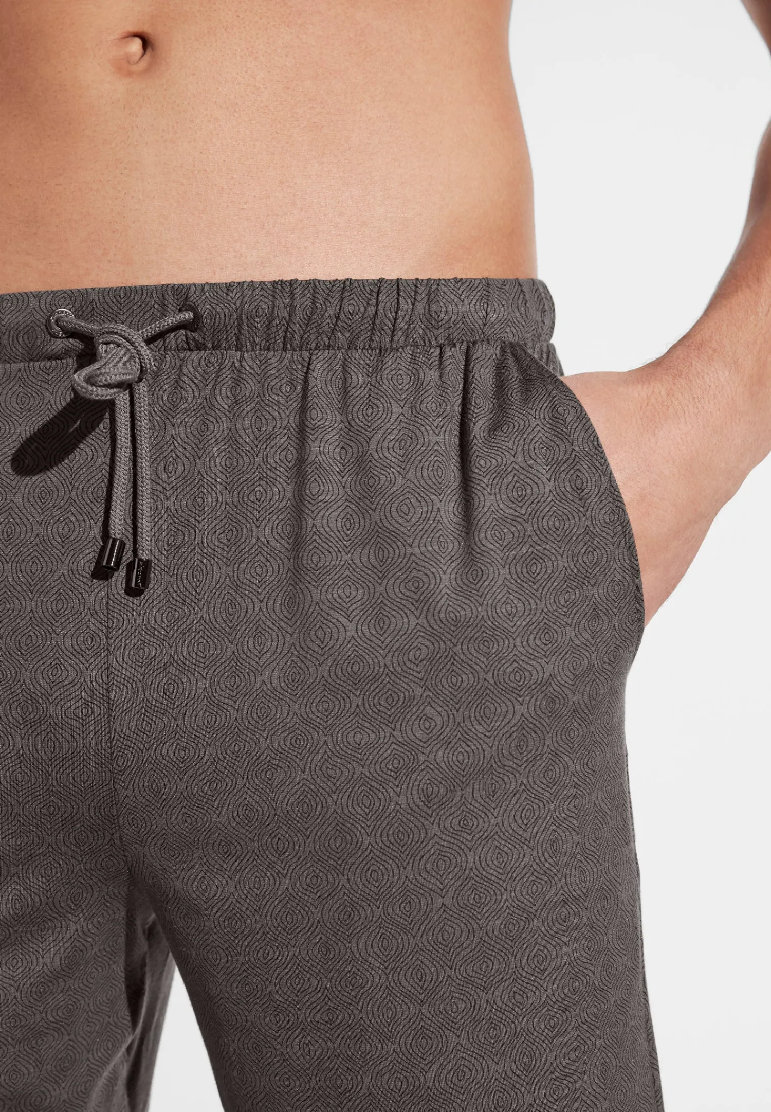 Pantalons|Pantalons-Zimmerli Pureness PrintPantalon court - linear geo brown