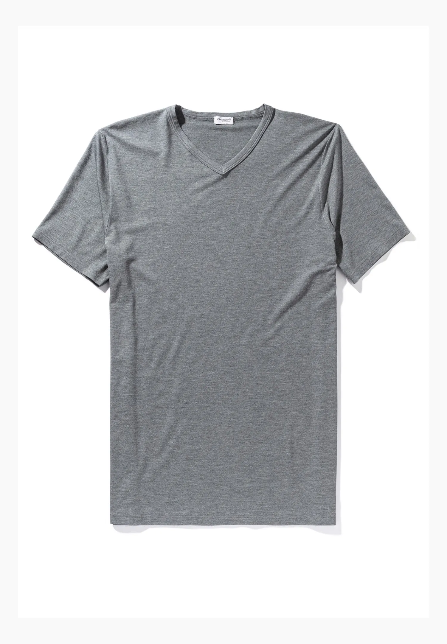 Pureness|T-Shirts-Zimmerli PurenessT-Shirt à manches courtes col en V - grey mélange