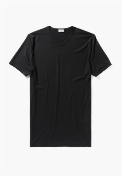 Pureness|T-Shirts-Zimmerli PurenessT-Shirt à manches courtes col en V - black