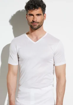 Royal Classic|T-Shirts-Zimmerli Royal ClassicT-Shirt à manches courtes col en V - blancSuper fins