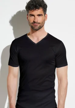 Royal Classic|T-Shirts-Zimmerli Royal ClassicT-Shirt à manches courtes col en V - black