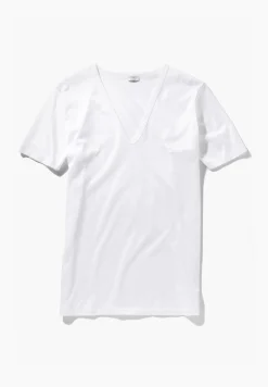 Royal Classic|T-Shirts-Zimmerli Royal ClassicT-Shirt à manches courtes col en V - blancSuper fins