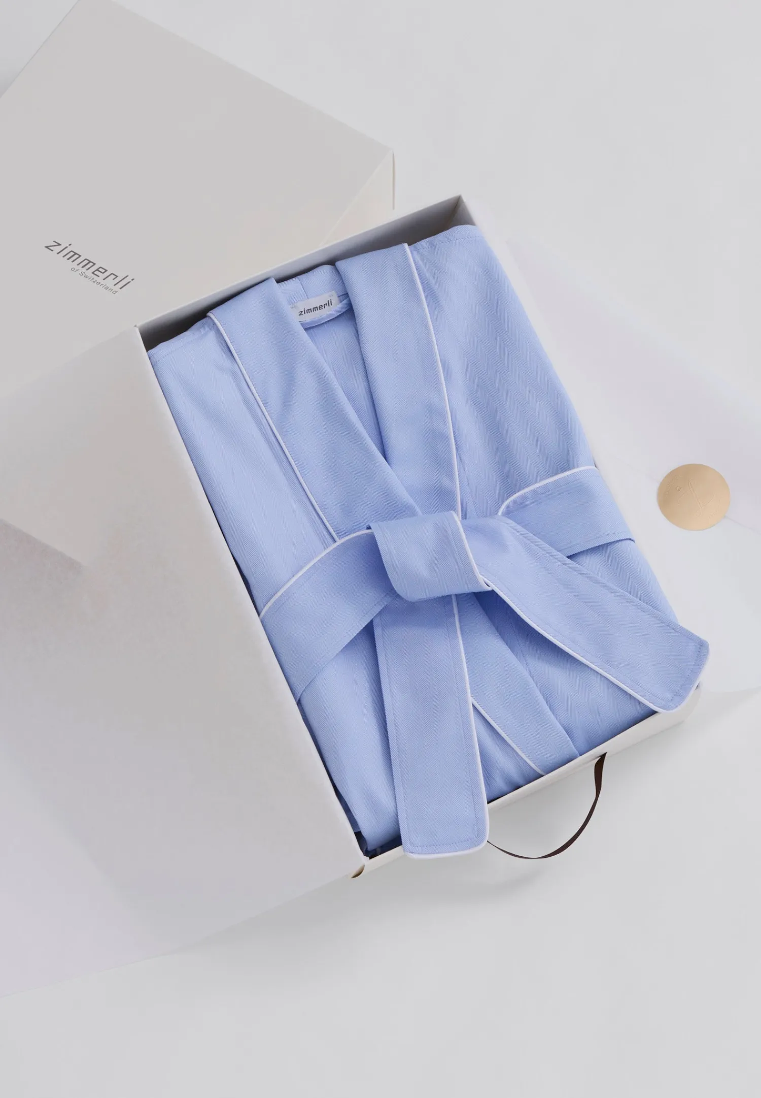 Peignoirs-Zimmerli Sea Island WovenRobe de chambre longue - blue