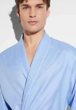 Peignoirs-Zimmerli Sea Island WovenRobe de chambre longue - blue