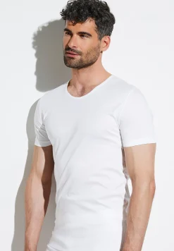 Sea Island|T-Shirts-Zimmerli Sea IslandT-Shirt à manches courtes, col rond fin - blanc