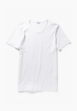 Sea Island|T-Shirts-Zimmerli Sea IslandT-Shirt à manches courtes, col rond fin - blanc