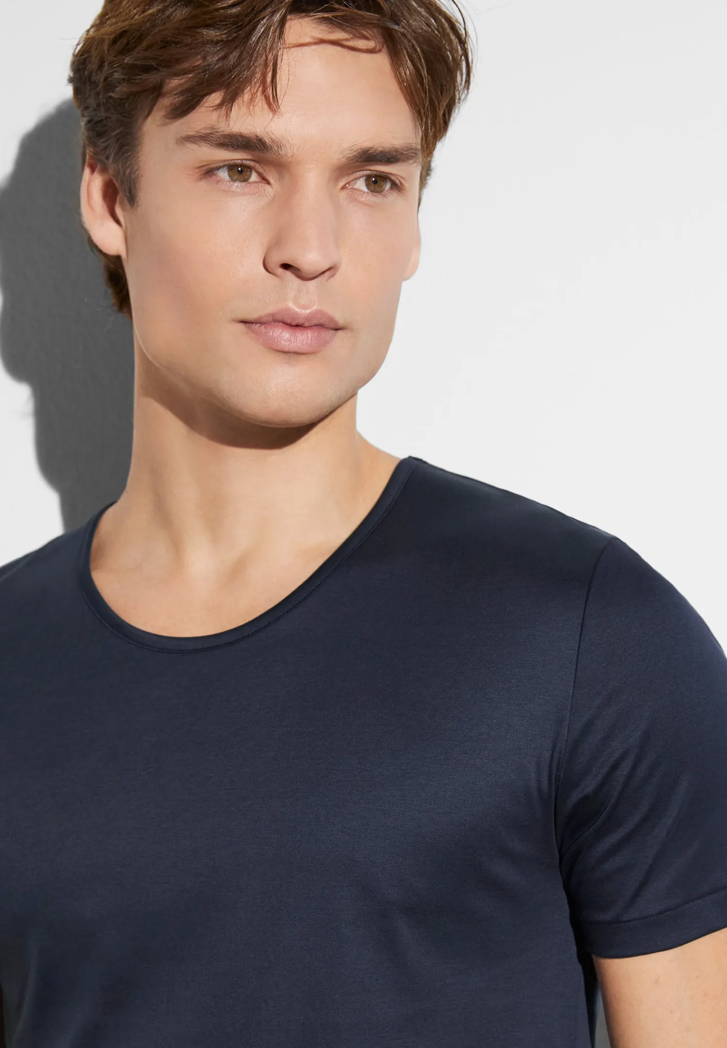 Sea Island|T-Shirts-Zimmerli Sea IslandT-Shirt à manches courtes, col rond fin - navy