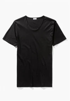 Sea Island|T-Shirts-Zimmerli Sea IslandT-Shirt à manches courtes, col rond fin - noir
