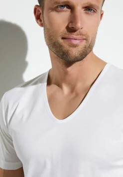 Sea Island|T-Shirts-Zimmerli Sea IslandT-Shirt à manches courtes col en V - white