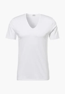Sea Island|T-Shirts-Zimmerli Sea IslandT-Shirt à manches courtes col en V - white