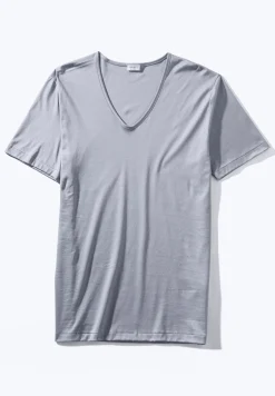 Sea Island|T-Shirts-Zimmerli Sea IslandT-Shirt à manches courtes col en V - smoky blue