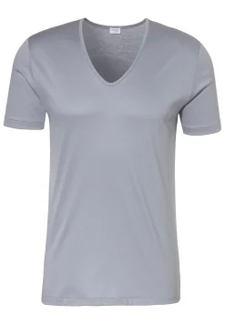 Sea Island|T-Shirts-Zimmerli Sea IslandT-Shirt à manches courtes col en V - smoky blue